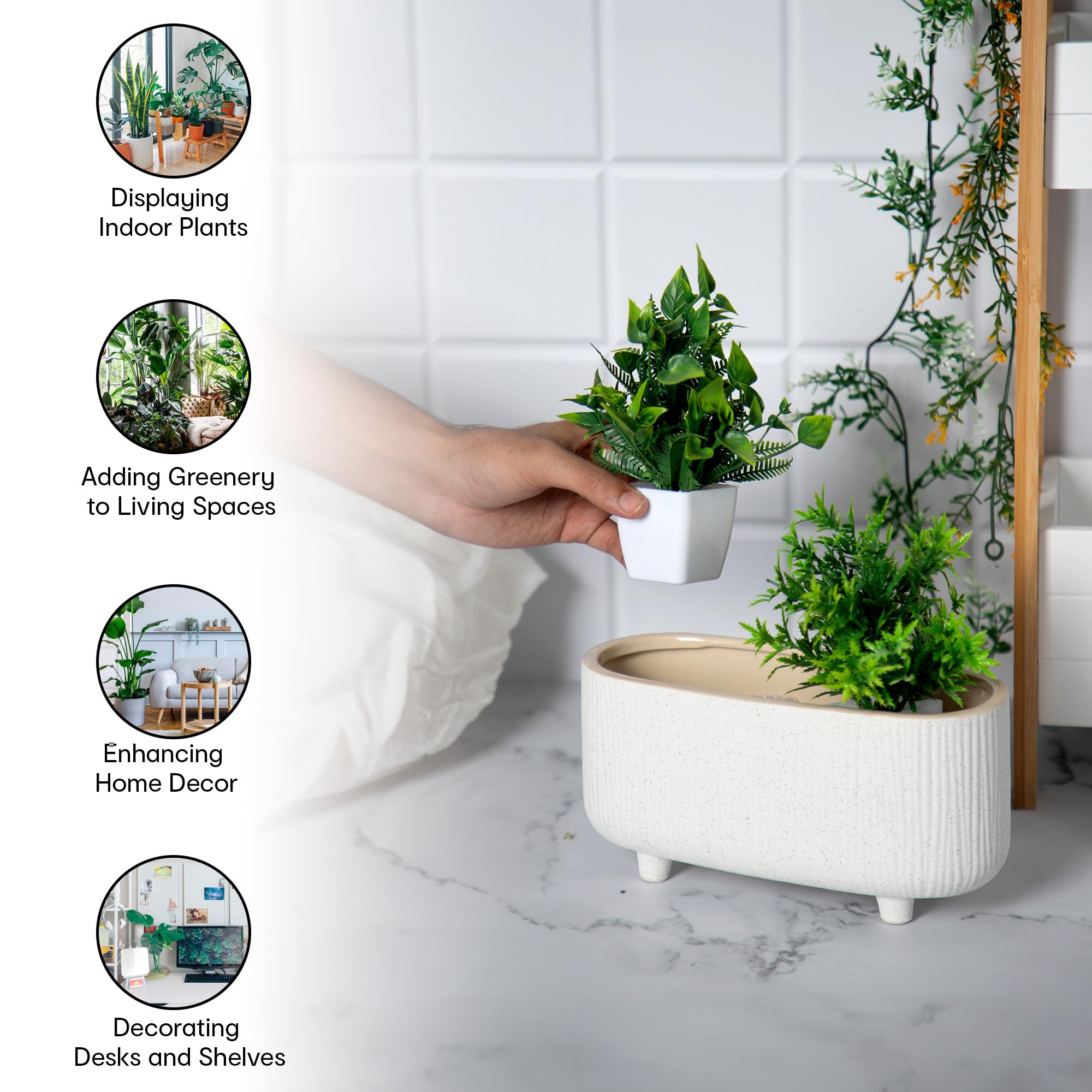Anko Speckled Trough Planter - Enhances garden aesthetics