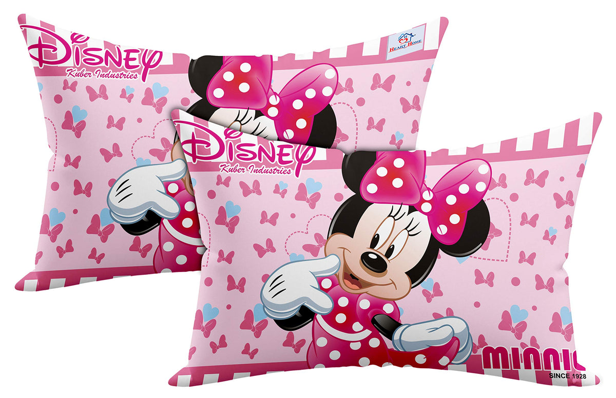 Heart Home Disney Printed Toddler Kids Pillow Silky Soft Microfiber Polyester, Perfect for Travel,Toddler Cot,12"x18" (Pink)-Pack of 2-KUBMART15824