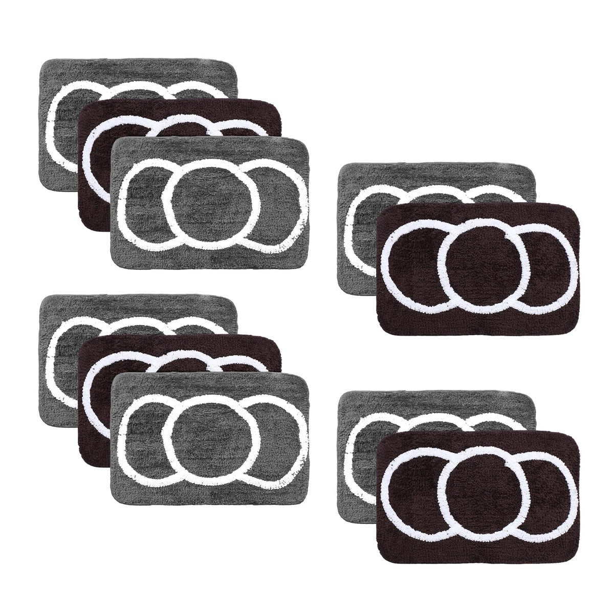 Kuber Industries Super Soft Door mat|Microfiber Anti-Slip Water Absorbant Fluffy Floor Mat|Entrance Mat for Kitchen,Bedside,Door,Living Room,60x40 cm,Set of 2|Brown and Grey (Pack of 5)