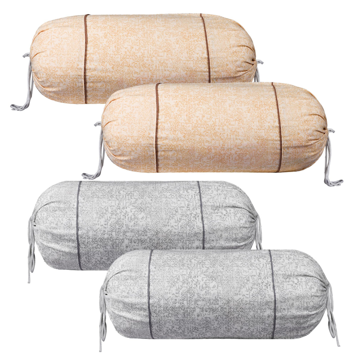 Kuber Industries Bolster Covers | Cotton Bolster Cover Set | Diwan Bolster Cover Set | Bolster Pillow Cover | Khakhi Printed Masand Cover | 16x32 Inch | Pack of 4 | Multicolor