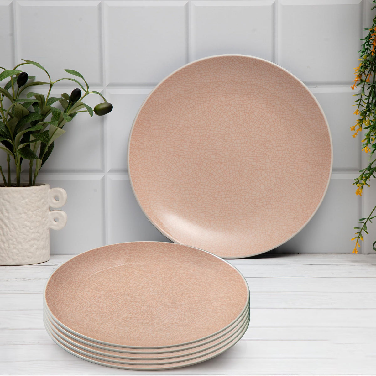 Anko Bella Porcelain Side Plates - Set of 6 | Premium Crockery for Dining Table Ideal for Serving Starters, Salad, Dessert | Designer Quarter Plates for Home, Kitchen, Restaurant | 7.5", Soft Pink