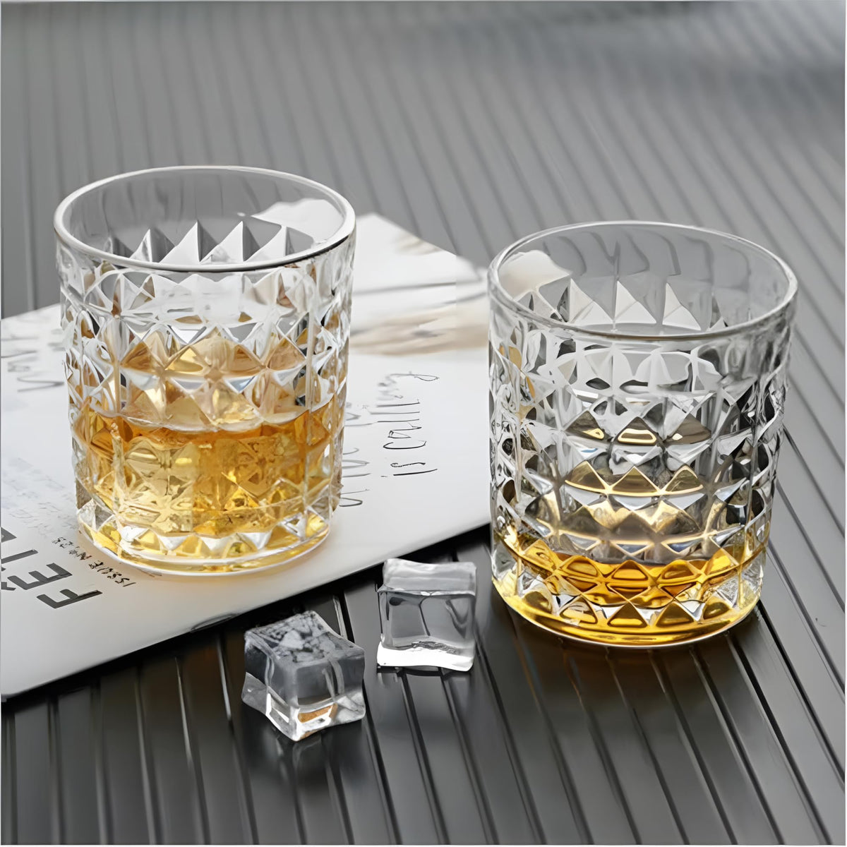 UMAI Whiskey Glasses Set of 2 (270ml Each) | Lead Free Neat Whiskey Glass | Heavy Bottom Drinking Glass | Crystal Glass for Bar Home | Glass for Drinks | Cocktail Glasses | Highball Glass