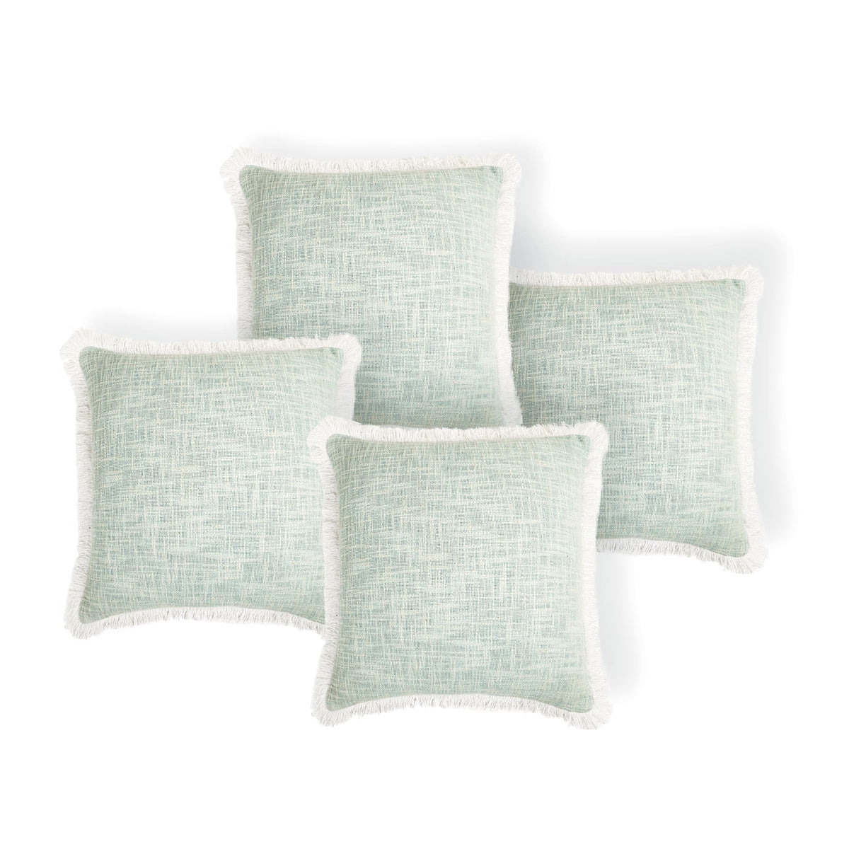 Anko Australia 100% Cotton Square Cushion Cover Set of 4 | Textured Cushion Covers with Fringes for Sofa & Bed (Without Filler) | Blue | 43 Cm (L) x 43 Cm (W) Each (4 Pc)