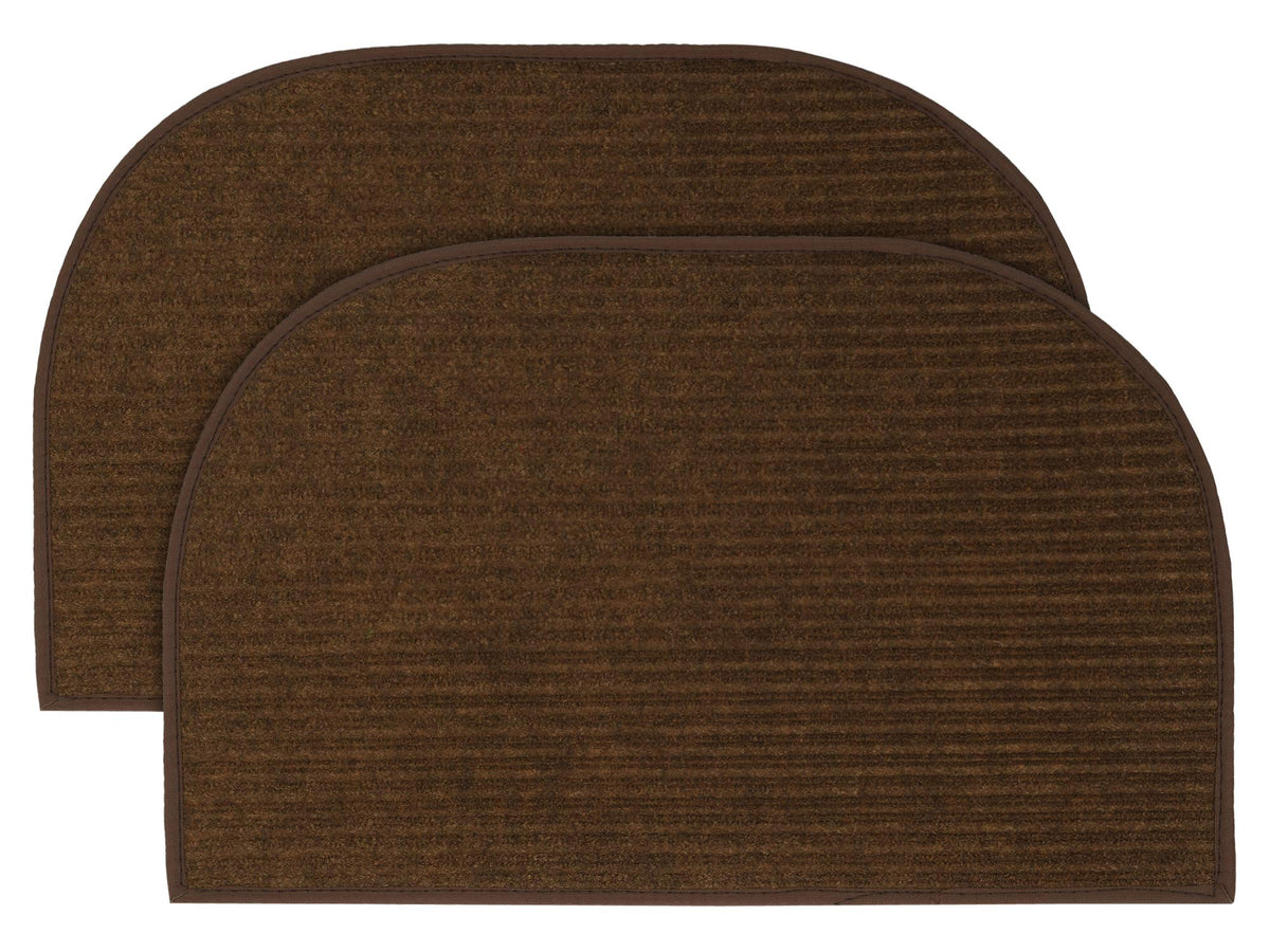 Kuber Industries D-Shape Durable Microfiber Door Mat, Heavy Duty Doormat,(Set of 2, 14'' x 23'', Brown)-KUBMART12179, Standard