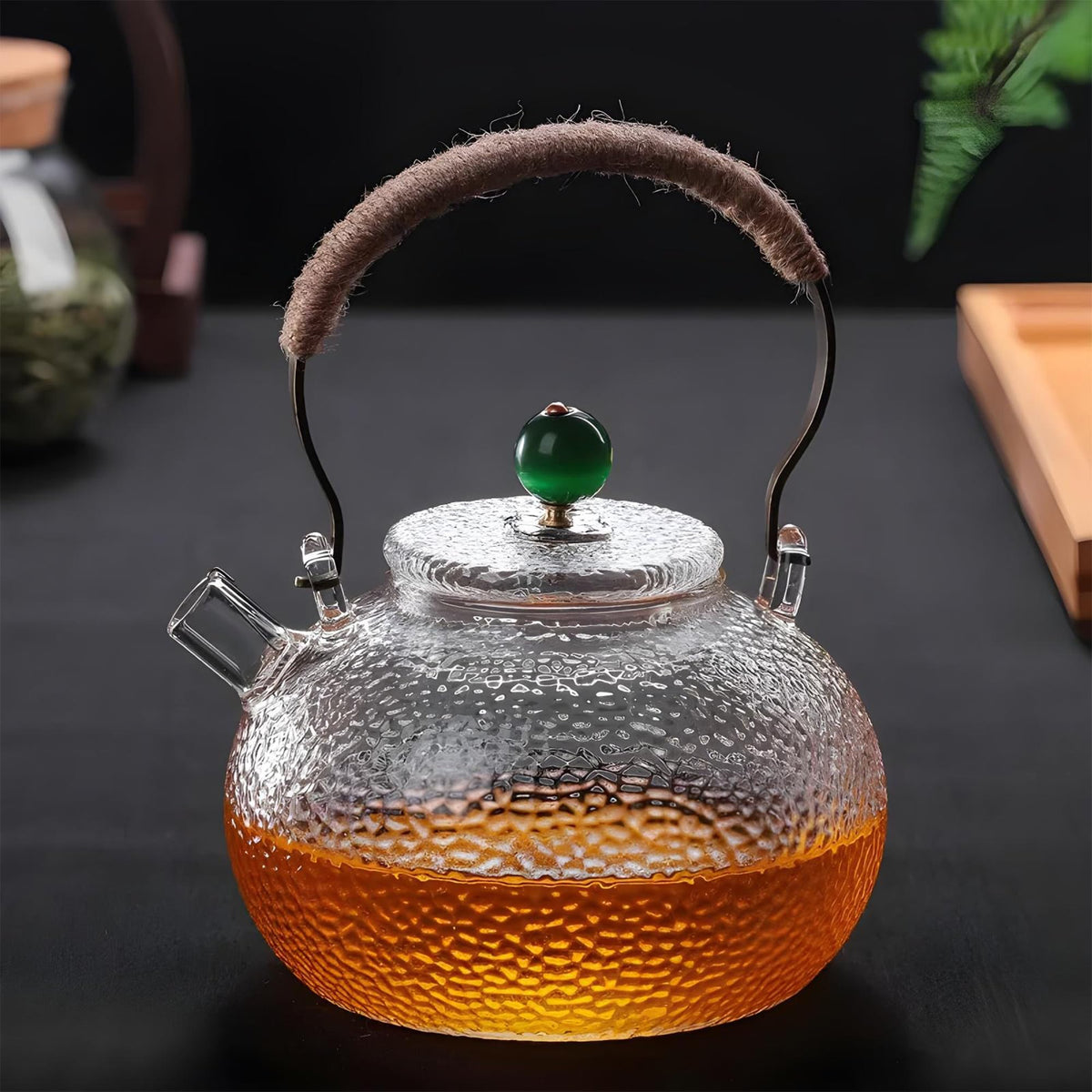 UMAI Borosilicate Glass Tea Pot (700ml)| Glass Kettle For Gas Stove | Stovetop Safe with Removable Glass Infuser Bamboo Handle & Lid | Tea Kettle Glass | Teapot | Tea Maker Kettle | Tea Infuser Kettle