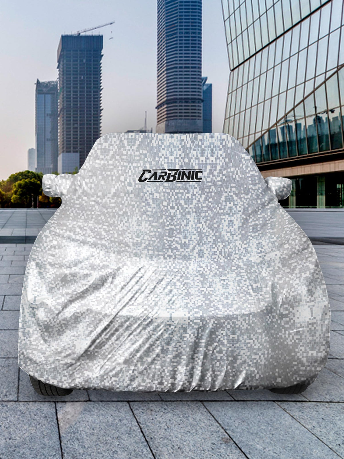 CARBINIC Waterproof Car Body Cover for Hyundai Alcazar 2021 | Dustproof, UV Proof Car Cover | Car Accessories | Mirror Pockets & Antenna Triple Stitched | Double Layered Soft Cotton Lining