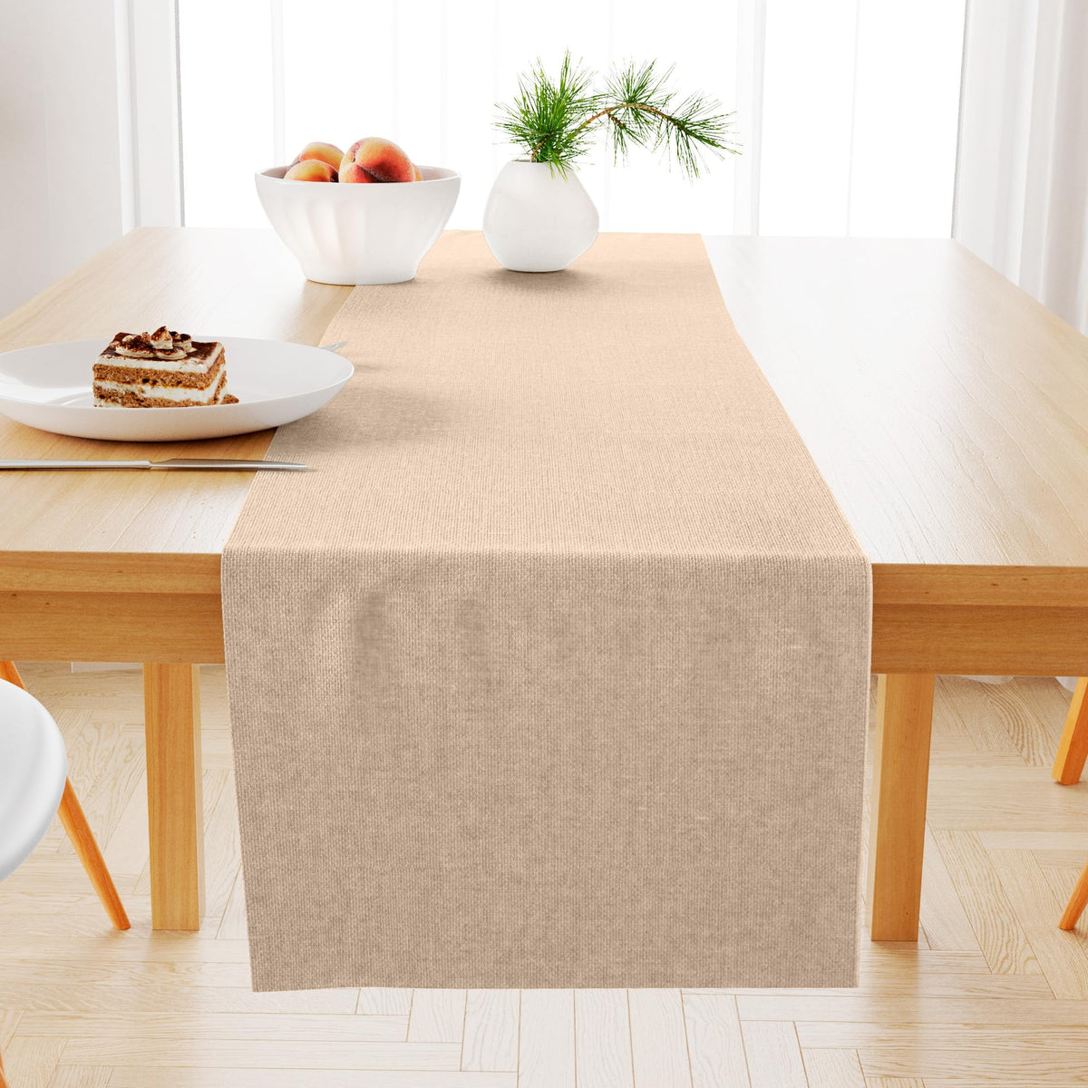 Anko Natural Ribbed Table Runner | 150cm x 33cm | Premium 100% Cotton | Reversible | Dining Table Enhancement | Decorative Cloth for Home, Cafes, Restaurants & Hotels | Formal and Casual Dining