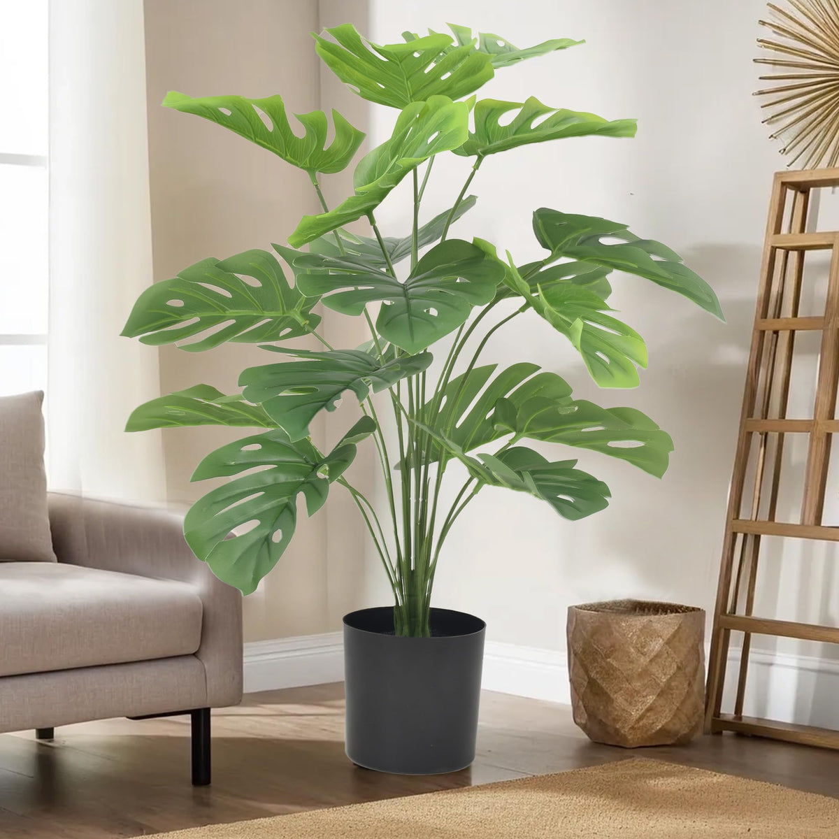 UMAI Monstera Bonsai Artificial Plant (2Ft) Artificial Plants for Home Decor | Home Decor Items for Living Room, Office, Reception, Hospital, Temple | Aesthetic Room Decor Items for Bedroom