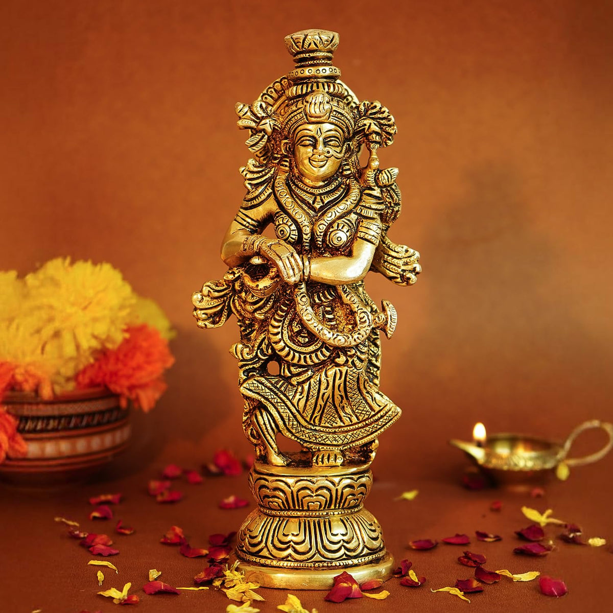 Ekhasa 100% Pure Brass Radha Rani Murti (Heavy Weight 2Kg Each, Big Size: 23.5 cm) | Radha Rani Idol Single for Home Decor | Radhe Murti Single for Pooja Room & Gifting