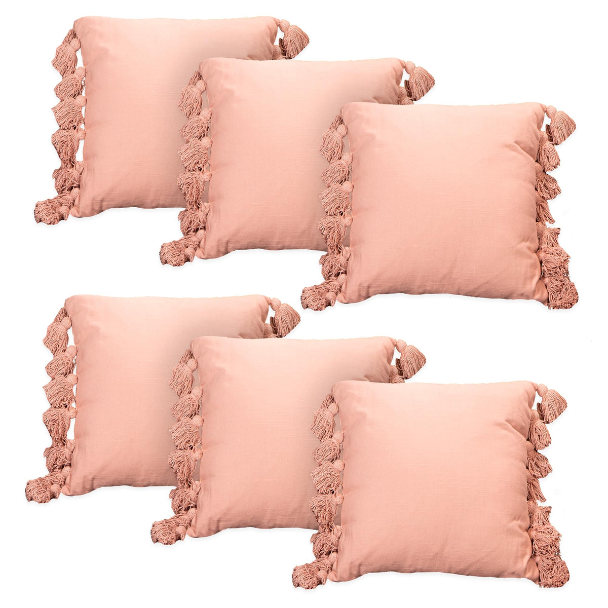 Anko Australia Cushion Cover Set of 6 | 100% Cotton Square Decorative Covers | Throw/Pillow Cushion Covers | Cushion Covers for Sofa, Living Room (Without Filler) | 16 x 16 Inches| Pink