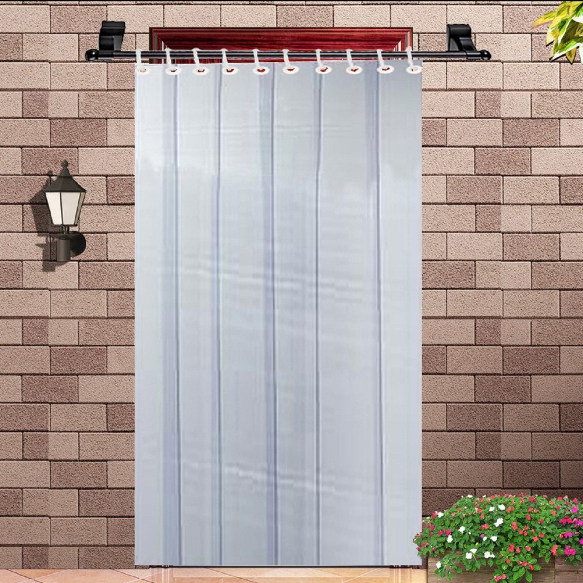 Kuber Industries Exclusive PVC 6 Strips AC Curtain|Rings & WaterProof Material|.1 MM Thickness & Mold Mildew Free|Size 9 Feet (Transparent), Modern