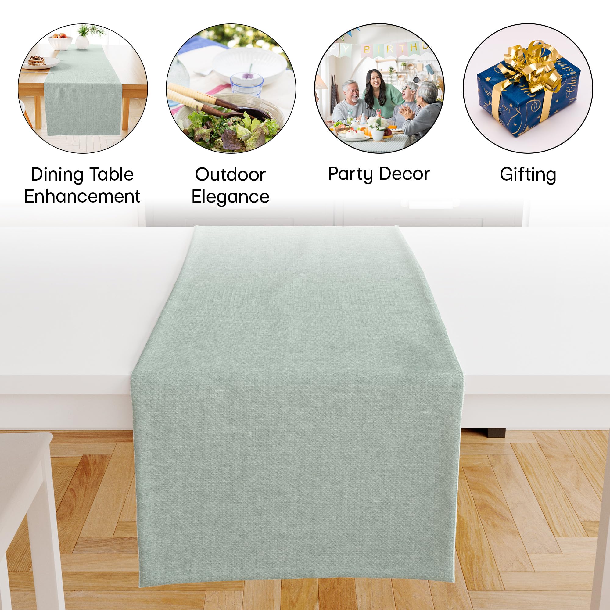 Green Ribbed Table Runner Sage Green Ribbed Table Runner | 150cm x 33cm | 100% Cotton ...
