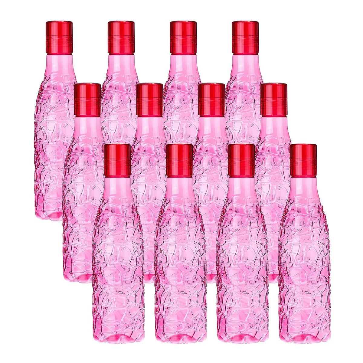 Kuber Industries Set of 6 Plastic Water Bottle | 1 Litre Round Plastic Water Bottle | Refrigerator Safe and BPA free PET Water Bottle |Perfect For School College Work Gym | Pack of 2 | Pink