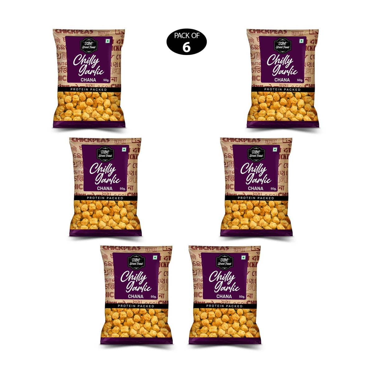 The Butternut Co. Chilli Garlic Chana - 50g x 6 Packs