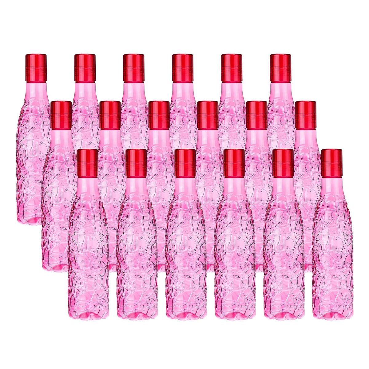 Kuber Industries BPA-Free Plastic Water Bottle|Leak Proof, Firm Grip, 100% Food Grade Plastic Bottles|for Home, Office, & Gym|Unbreakable, Freezer Proof, Fridge Water Bottle|Set of 6|Pink (Pack of 3)