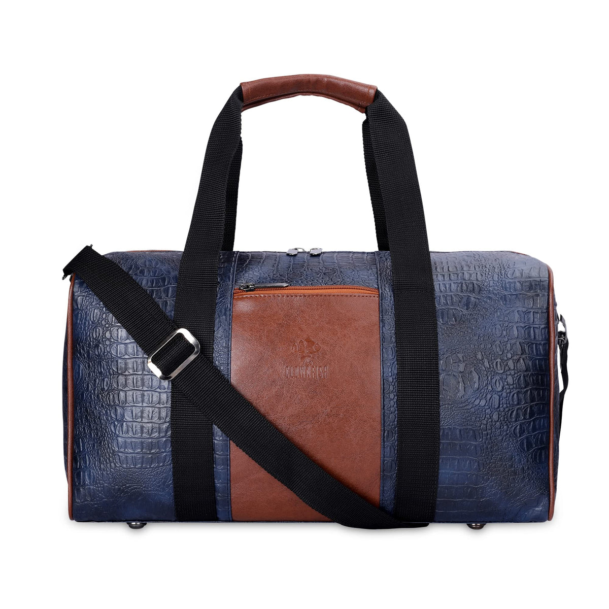 The Clownfish Anderson 25 litres Unisex Faux Leather Travel Duffle Bag Weekender Bag (Blue)