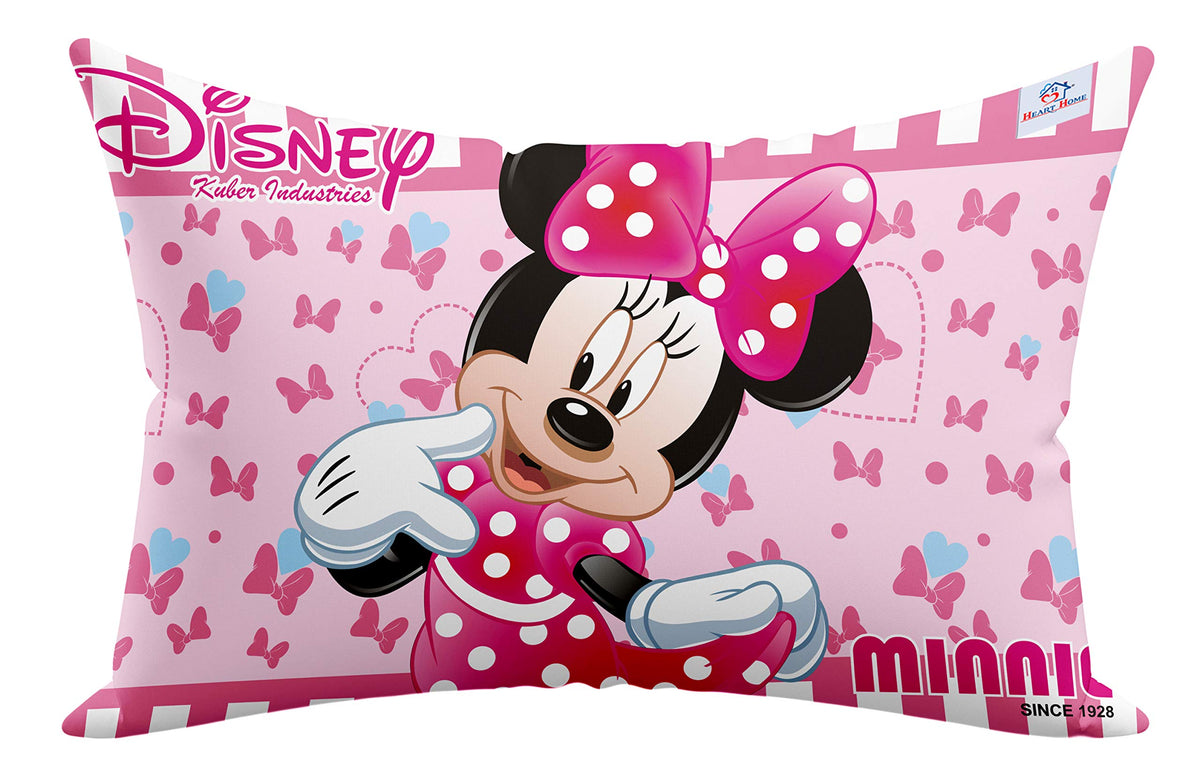 Heart Home Silky Soft Microfiber Disney Printed Toddler Kids Pillow|Size 12 x18 inch (Pink)-KUBMART15822