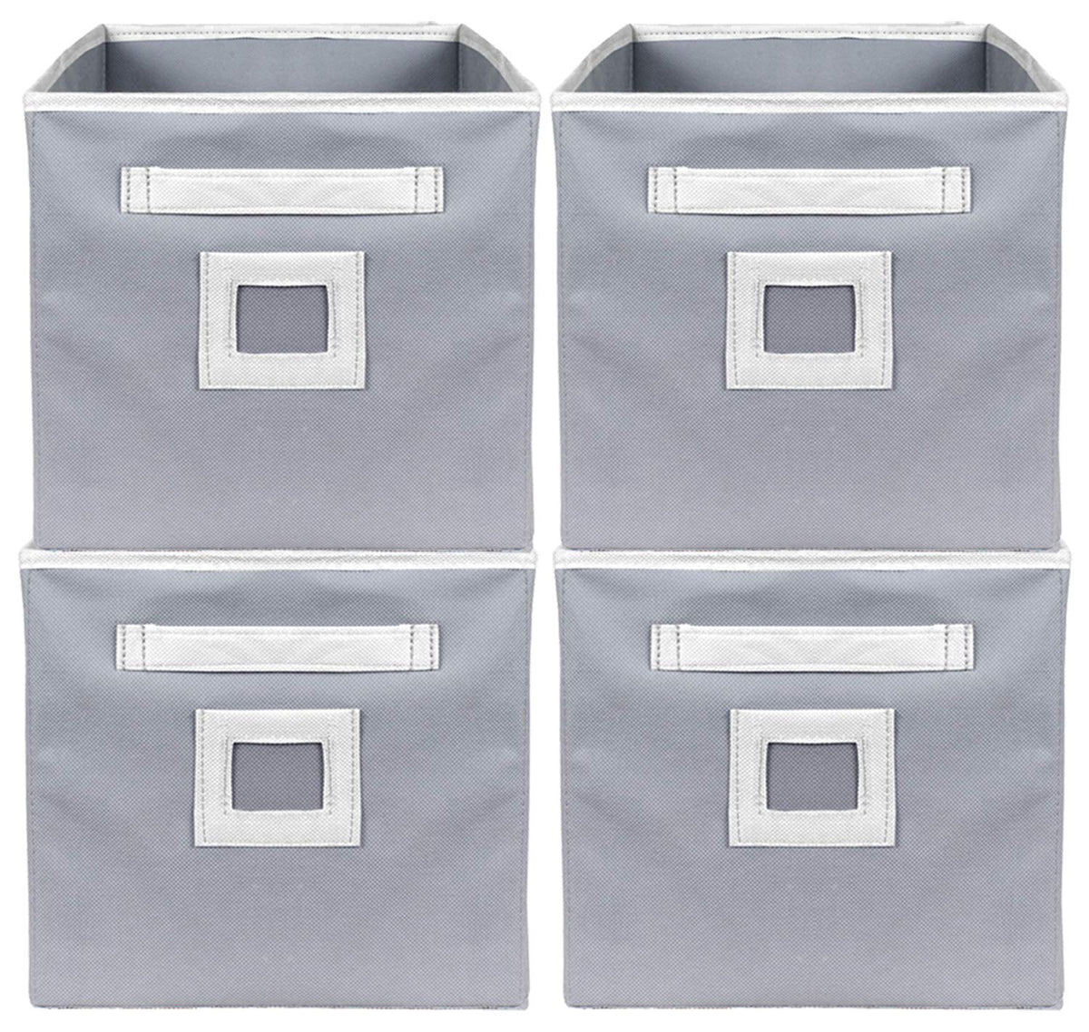 Kuber Industries Non Woven 4 Pieces Large Foldable Storage Organiser Cubes/Boxes (Grey) - CTKTC35811