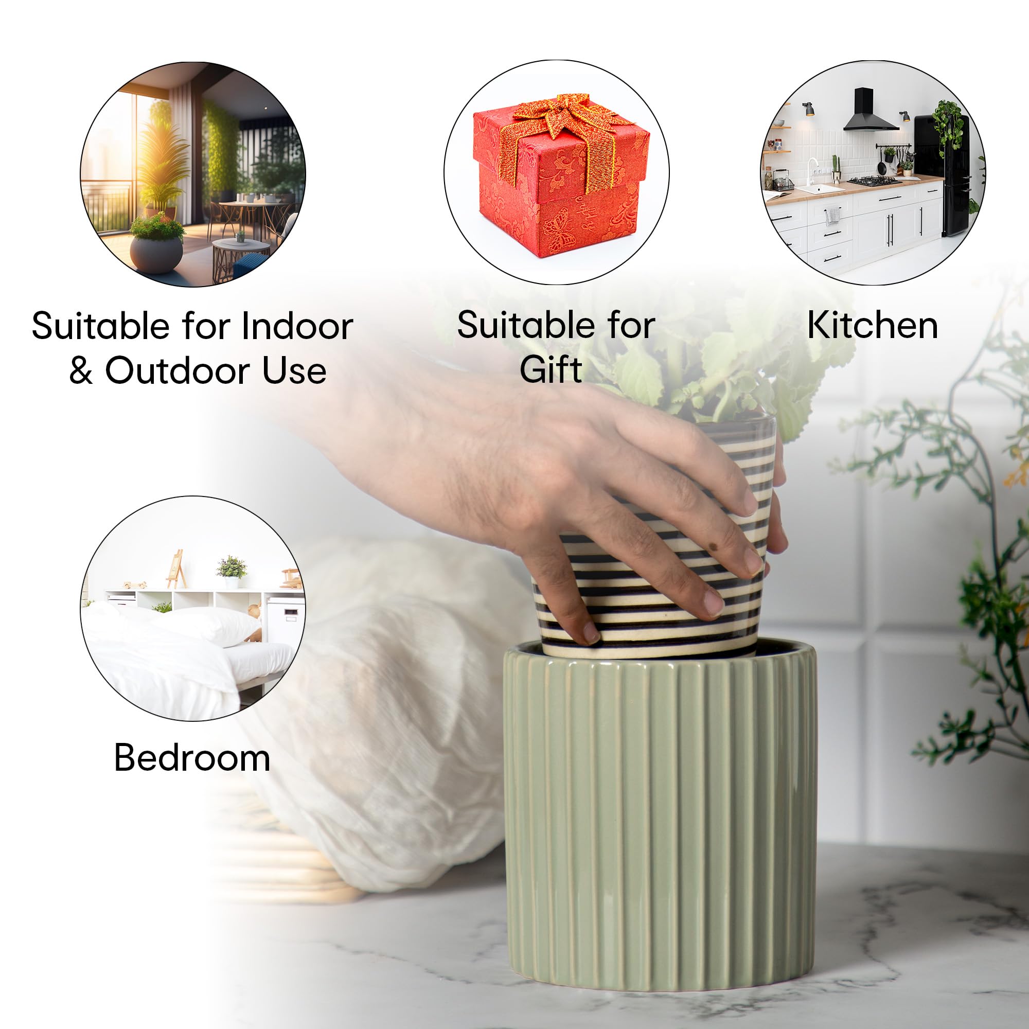 Anko Elegant Ribbed Flower Vase - Bedroom centerpiece