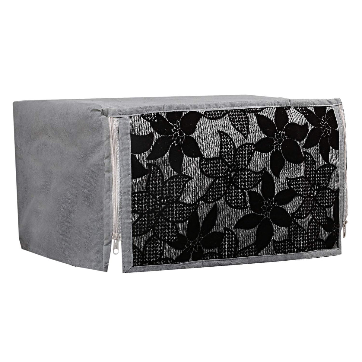 Heart Home Velvet Microwave Oven Cover 20 LTR (Black & Grey) - CTHH02553