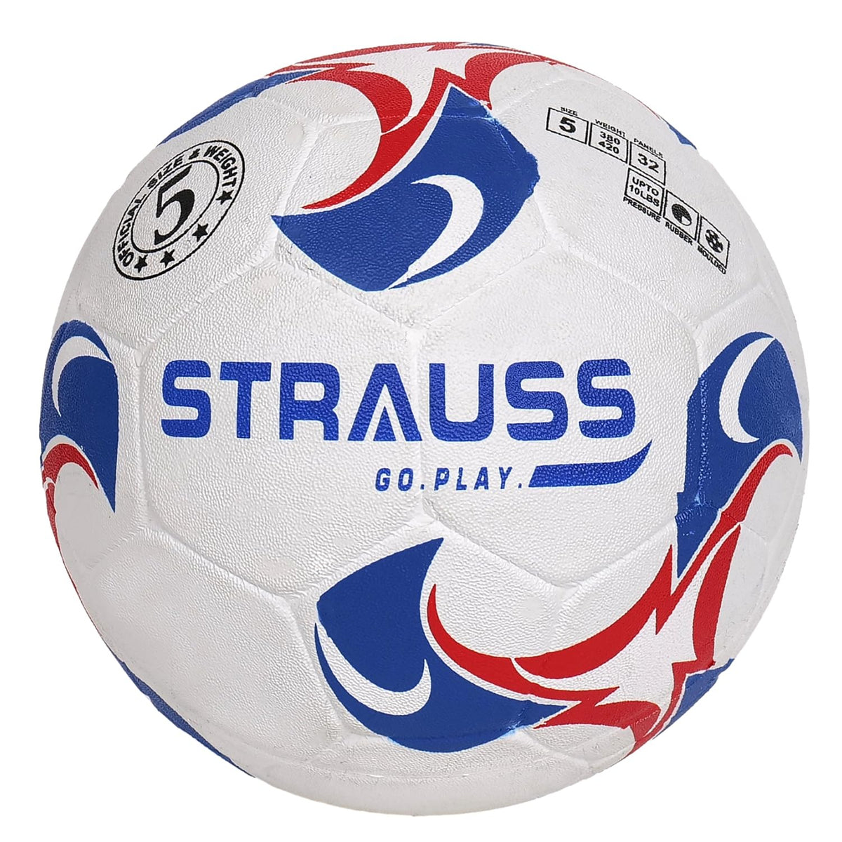 STRAUSS Goal Football, Rubberized Moulded, Suitable for Hard Ground Without Grass, Training Ball, Soccer Ball, Football for Men & Women, Size-5, White