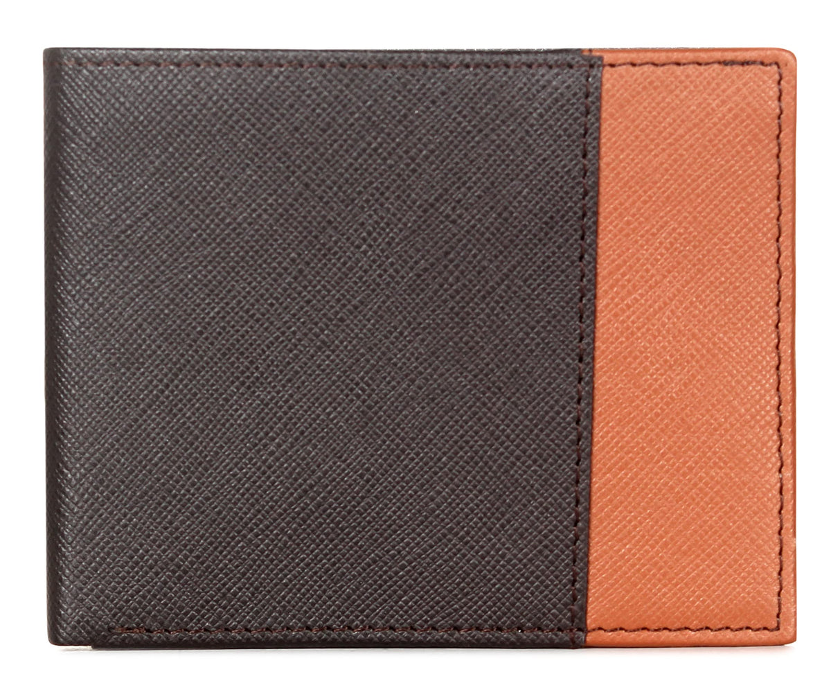 THE CLOWNFISH RFID Protected Genuine Leather Bi-Fold Wallet for Men with Multiple Card Slots (Dark Brown)