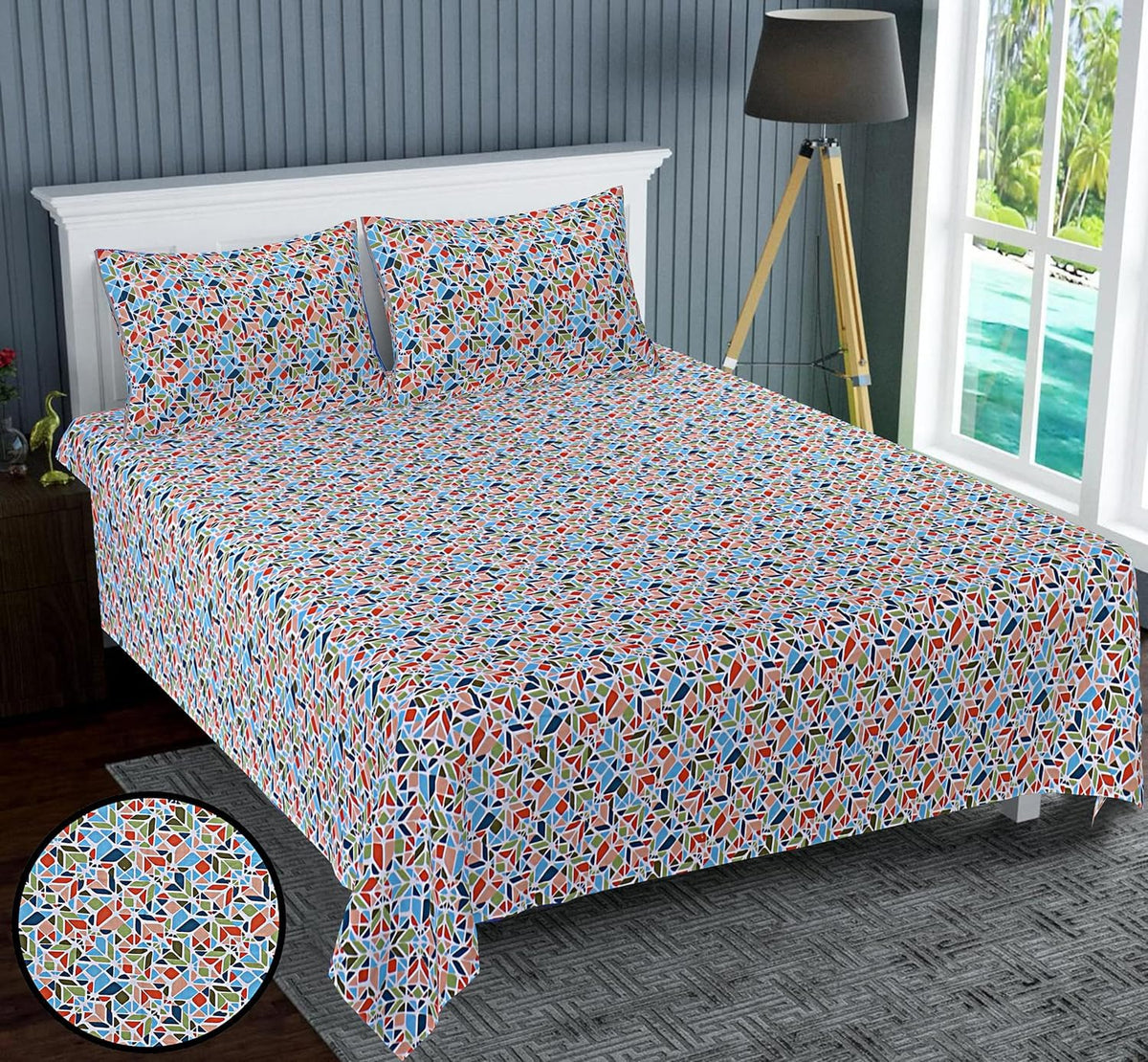 Kuber Industries Double Bedsheet(228 * 254 cm)|Cotton 120 TC Luxury Printed Soft & Lightweight Bedsheet for Double Bed with 2 Pillow Covers (Multicolor) (Pack of 5)