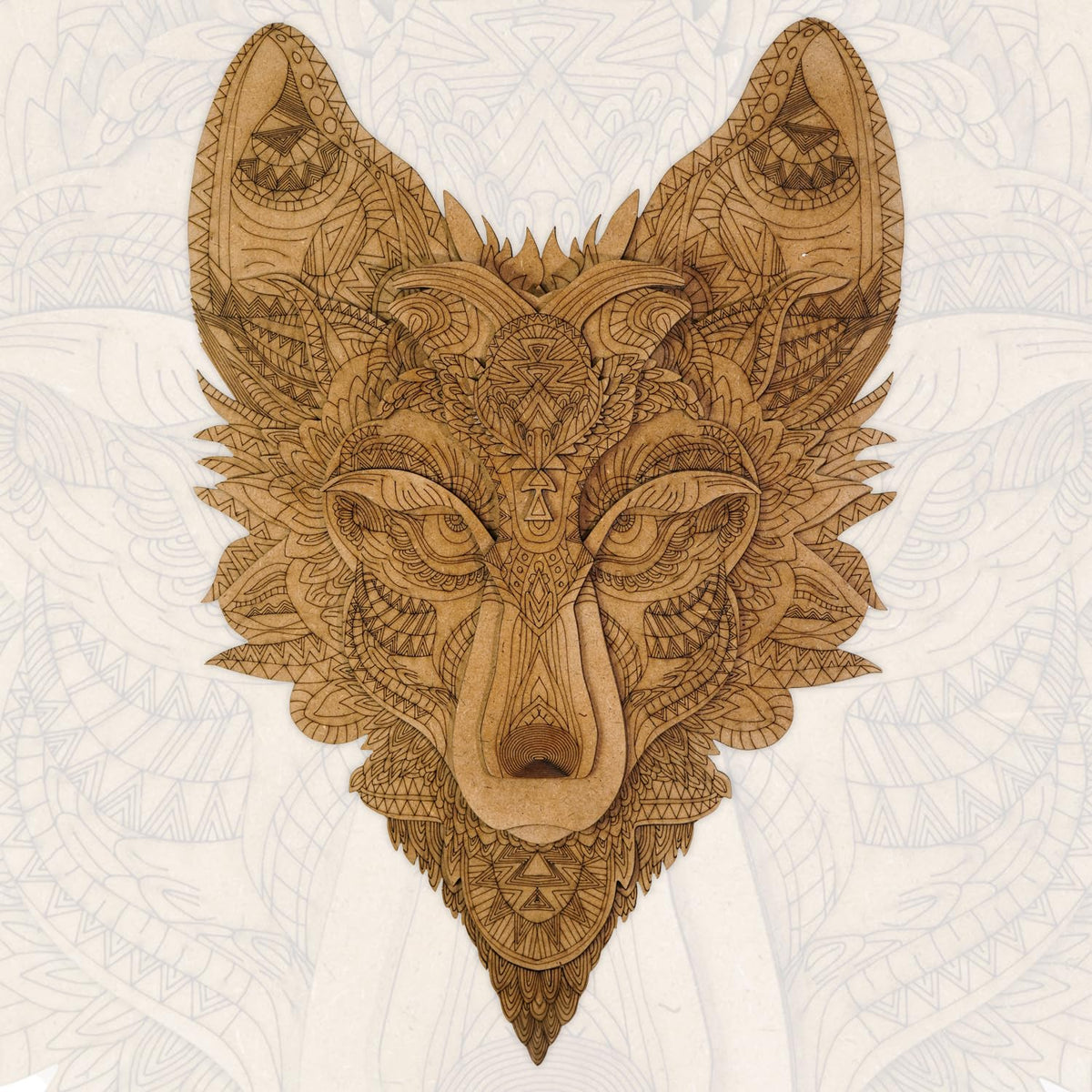 Ekhasa 3D Laser Cut Wooden Wall Art Wolf Face for Home & Wall Decor | Wooden Art for Wall Decoration | Wall Art Carved Showpieces for Bedroom, Dining, Drawing, Living Room, Staircase Walls or Lobby