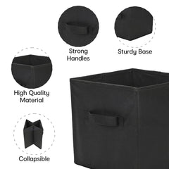 Anko Premium Foldable Storage Box for Saree, Shirts, Books, Toys | Set of 4 | Sturdy, Durable Fabric | Collapsible Organizer for Home, Office, Bedroom | Black | 10.6 inches