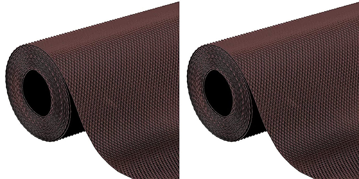 Kuber Industries 2 Pieces Multipurpose Diamond Textured Super Strong Anti-Slip Mat Liner,Size 45X500 cm (5 Meter Roll, Brown)