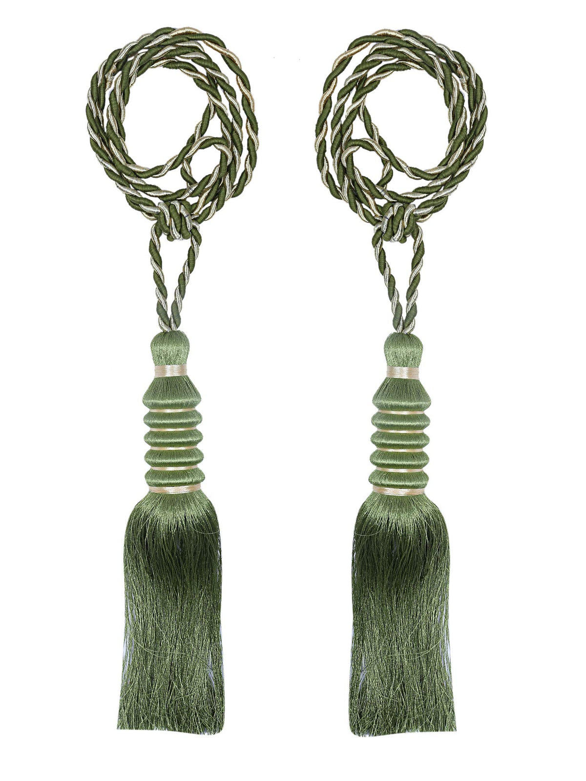 Kuber Industries Polyester 2 Pieces Curtain Tie Back Tassel Set (Green) -CTKTC12856 (CTKTC012856)