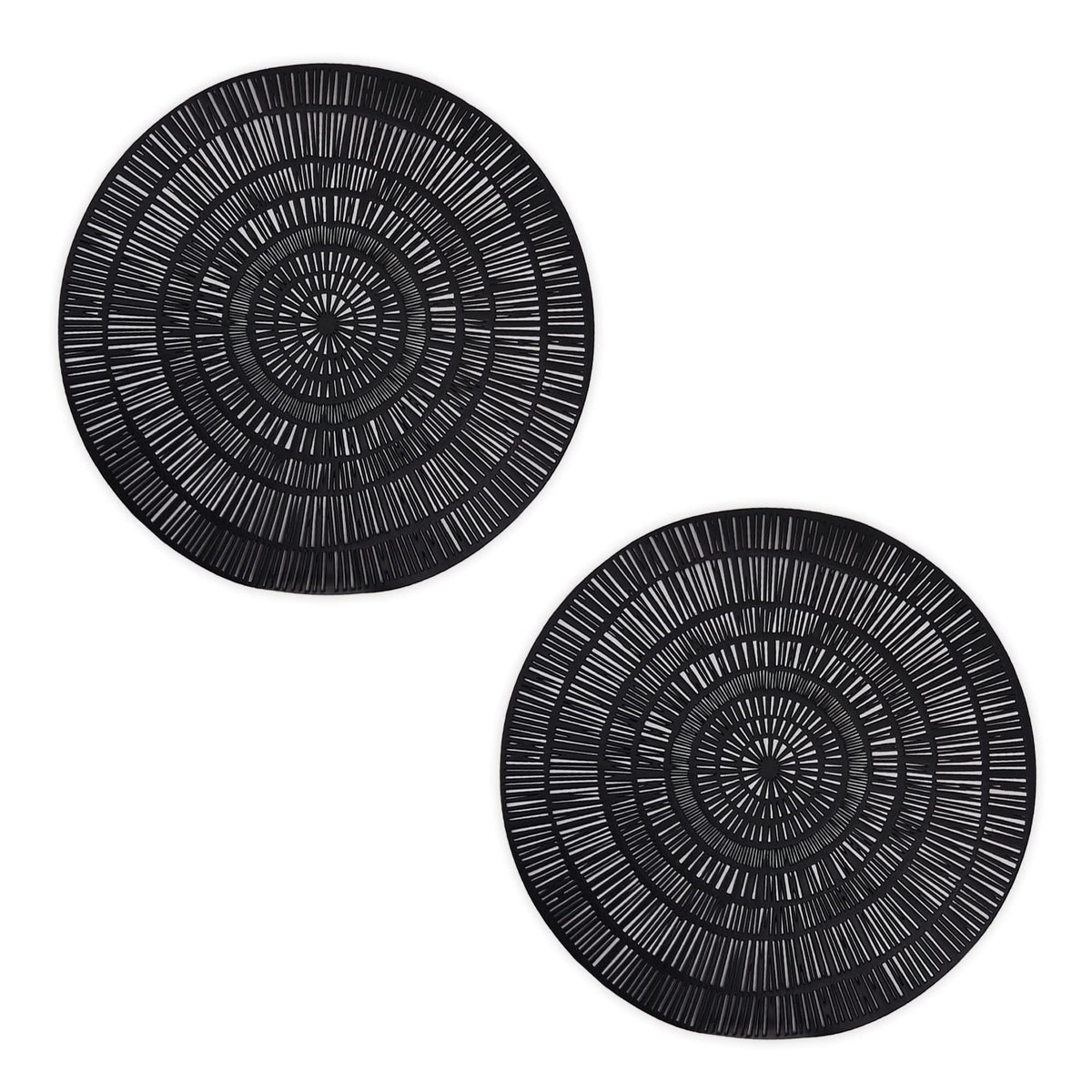 Anko Recyclable PVC Black Liner Round Placemat | Anti-Skid & Wrinkle Resistant | 38cm (Dia.) | (4 Pc)