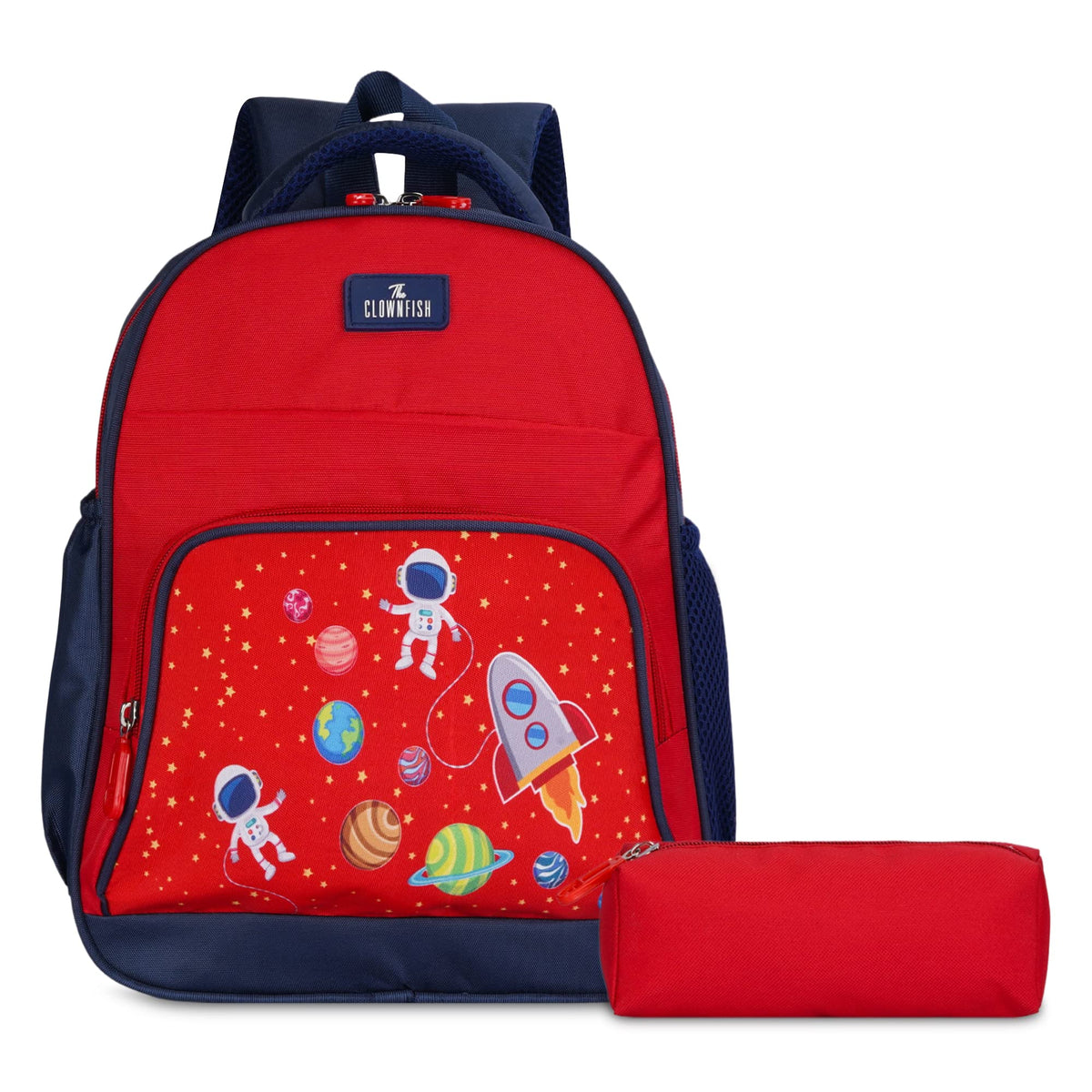 THE CLOWNFISH Mini Explorer Series Printed Polyester 12 Litres Kids Standard Backpack School Bag With Pencil Staionery Pouch Daypack Picnic Bag For Tiny Tots. Age 3-5 Years (Strawberry Red)