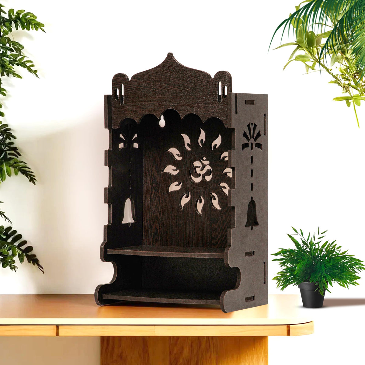 UMAI Pooja Mandir for Home | Wooden Rudra Temple for Home & Office | Lightweight | Easy to Assemble | Pooja Stand | Singhasan for God | Puja Mandir