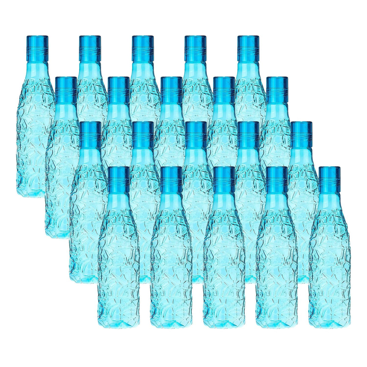 Kuber Industries Set of 4 Plastic Water Bottle | 1 Litre Round Plastic Water Bottle | Refrigerator Safe and BPA free PET Water Bottle |Perfect For School College Work Gym | Pack of 5 | Blue