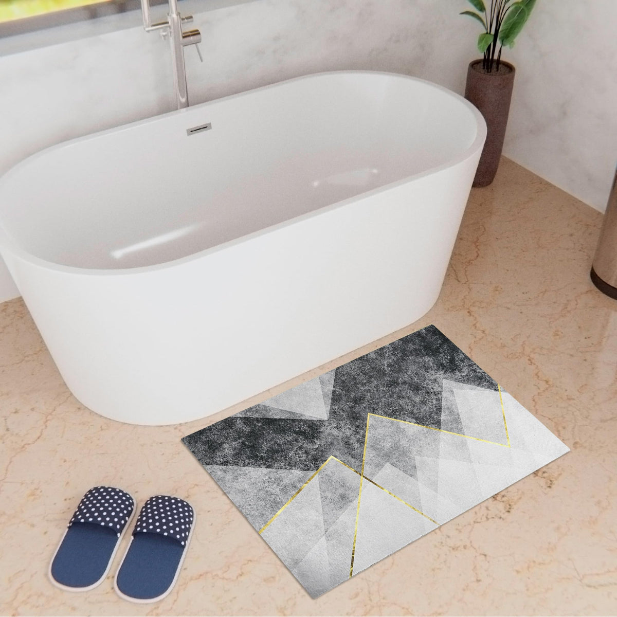 Kuber Industries Rectangular Bathmat | Soft Anti Skid Door Mat | Non Woven Floor Mat for Home | Non-Slip Mat for Shower-Bathtub | HY062 | Gray