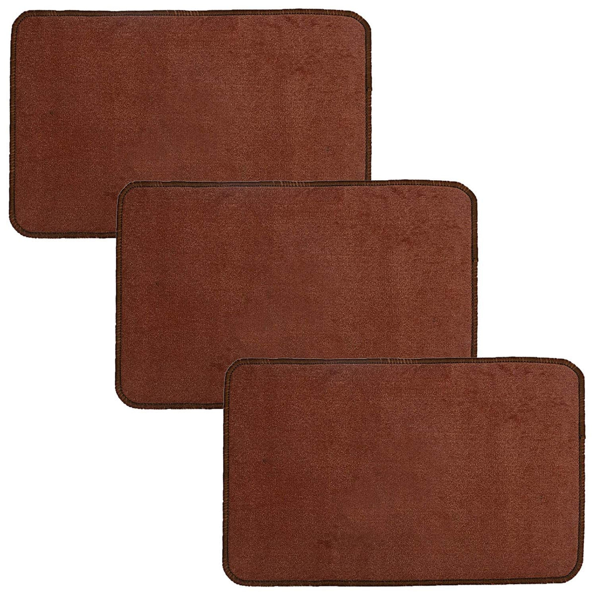 Kuber Industries Microfiber Anti Slip 3 Pieces Door Mat 22"x14"(Brown),CTKTC046219