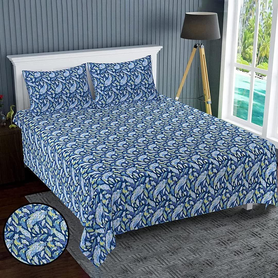 Kuber Industries Double Bedsheet|Cotton 120 TC Luxury Printed Soft & Lightweight Bedsheet with 2 Pillow Covers, 90x37 Inch (Green) (Pack of 2)