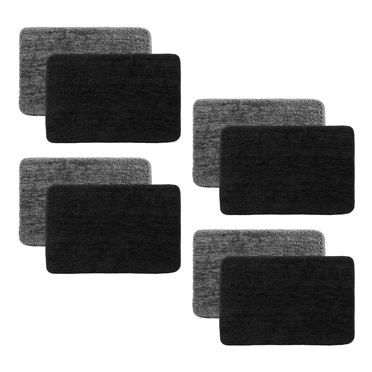 Kuber Industries Super Soft Door mat|Microfiber Anti-Slip Water Absorbant Fluffy Floor Mat|Entrance Mat for Kitchen,Bedside,Door,Living Room,60x40 cm,Set of 2|Grey Black Solid (Pack of 4)