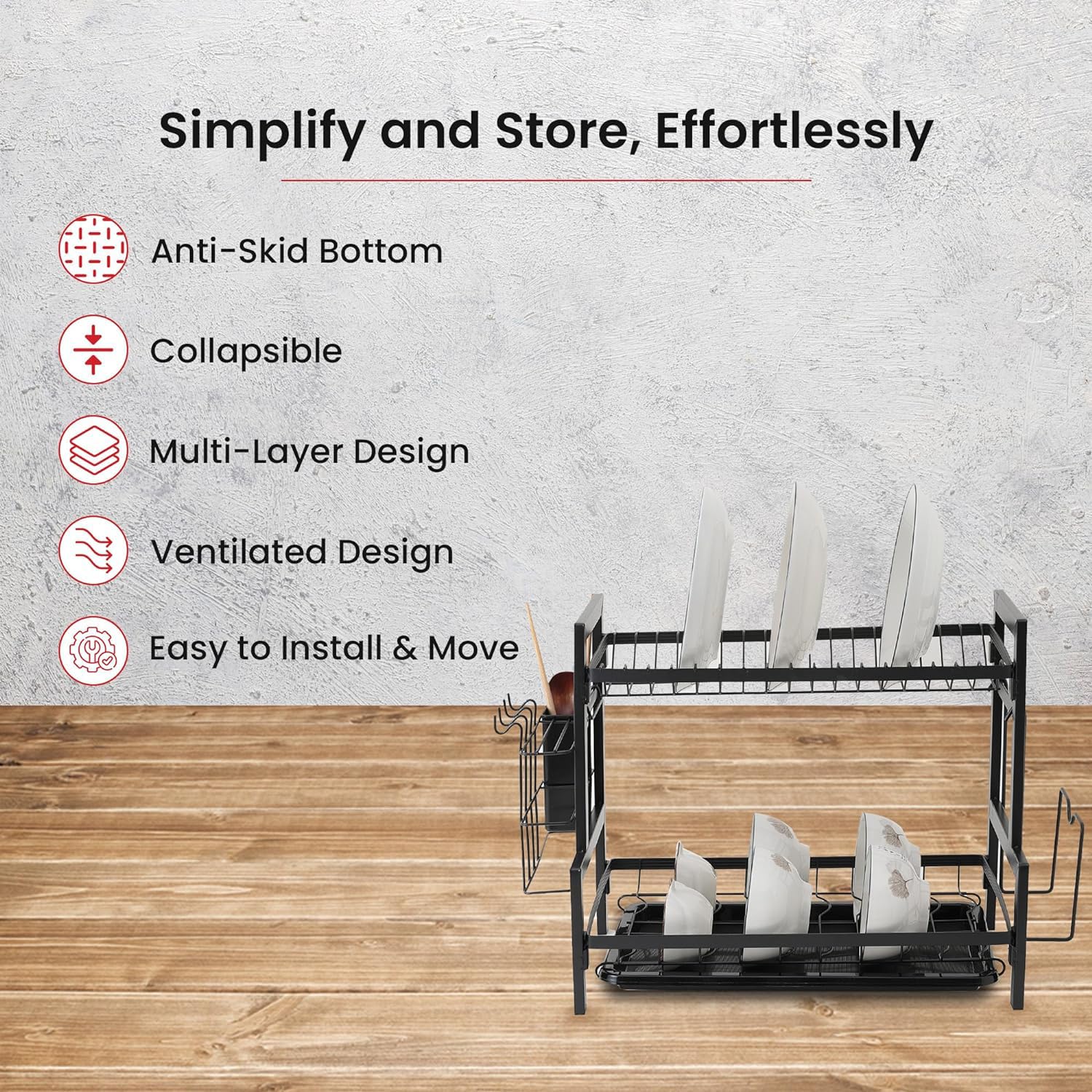 Kuber Industries 2-Layer Storage Rack - Efficient dish drying