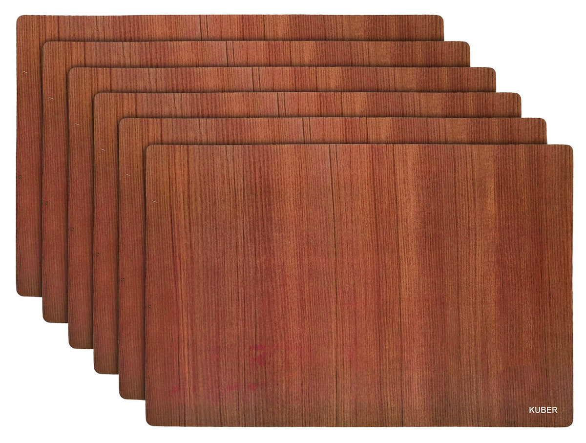 Kuber Industries Placemats Table Mats|PVC Washable Mats|Lining Design for Dining, Kitchen, Restaurant Table(Set of 6, Brown, Polyvinyl Chloride)|Stylish and Easy-to-Clean Table Accessories