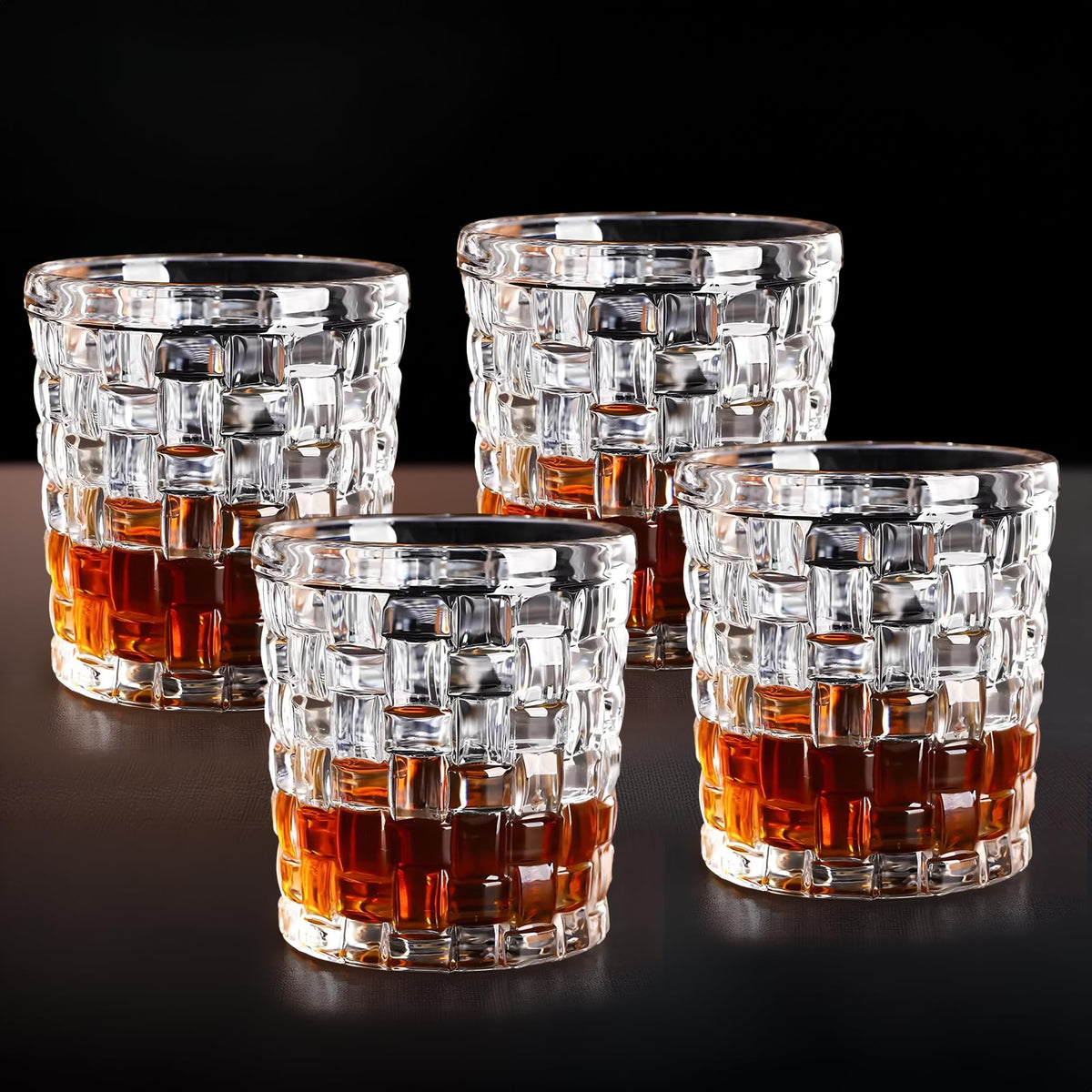 UMAI Whiskey Glasses Set of 4 (270ml Each) | Lead Free Neat Whiskey Glass | Heavy Bottom Drinking Glass | Crystal Glass for Bar Home | Glass for Drinks | Cocktail Glasses | Highball Glass