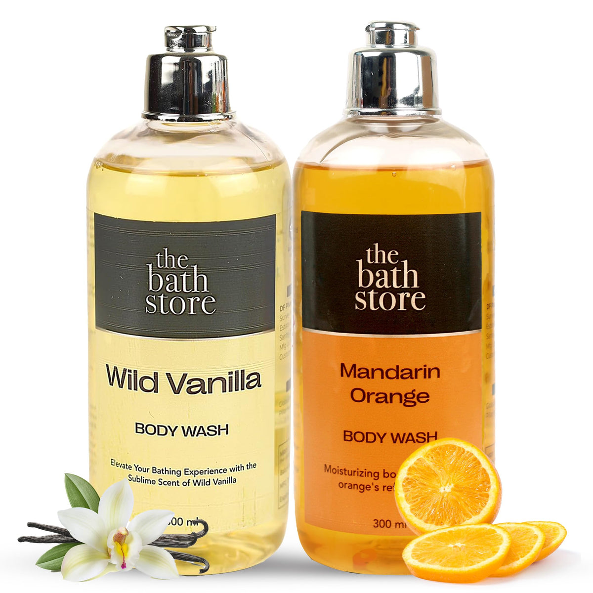 The Bath Store (Wild Vanilla & Orange) Body Wash Shower Gel | Body Wash for Men & Women for smoother skin | Liquid Soap for Bath for all Skin Types - No Sulphates & Paraben - 300ml (pack of 2)