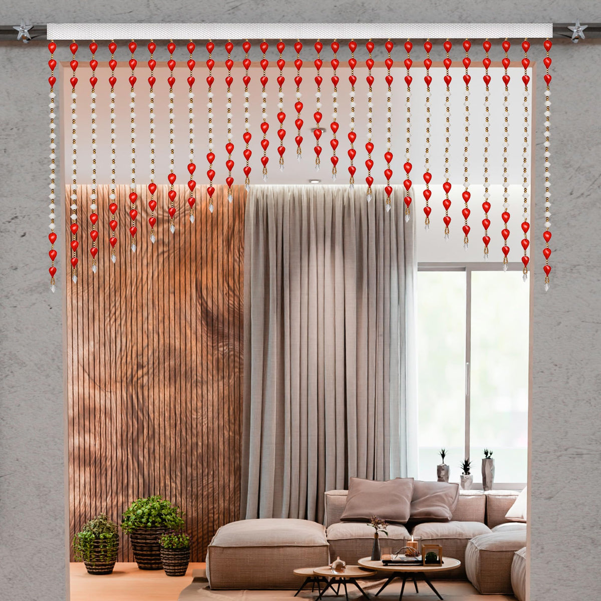 Kuber Industries Toran | Beads Bandarwal Toran | Bandarwal for Home Décor | Diwali Door Toran | Wall Hanging Bandarwal for Pooja Room | Red Chips Toran | White