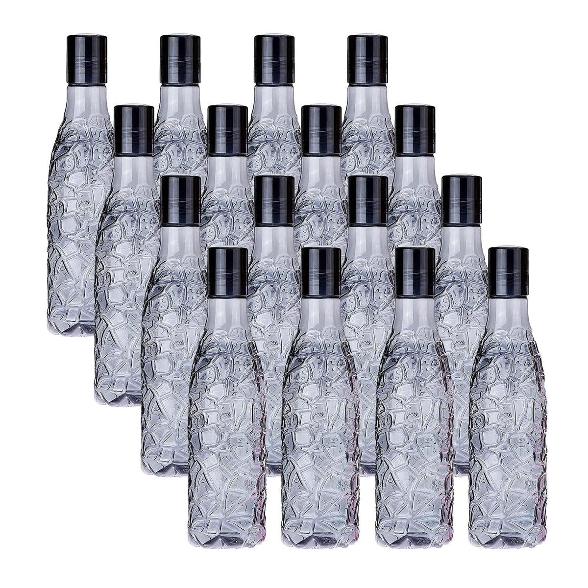 Kuber Industries BPA-Free Plastic Water Bottle|Leak Proof, Firm Grip, 100% Food Grade Plastic Bottles|For Home, Office, & Gym|Unbreakable, Freezer Proof, Fridge Water Bottle|Set Of 4|Black (Pack Of 4)
