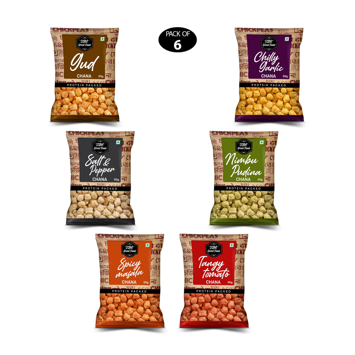 The Butternut Co. Flavored Chana Assorted Pack - 50g x 6 Packs