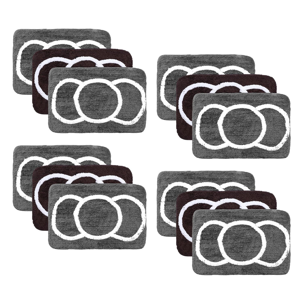 Kuber Industries Super Soft Door mat|Microfiber Anti-Slip Water Absorbant Fluffy Floor Mat|Entrance Mat for Kitchen,Bedside,Door,Living Room,60x40 cm,Set of 2|Brown and Grey (Pack of 6)