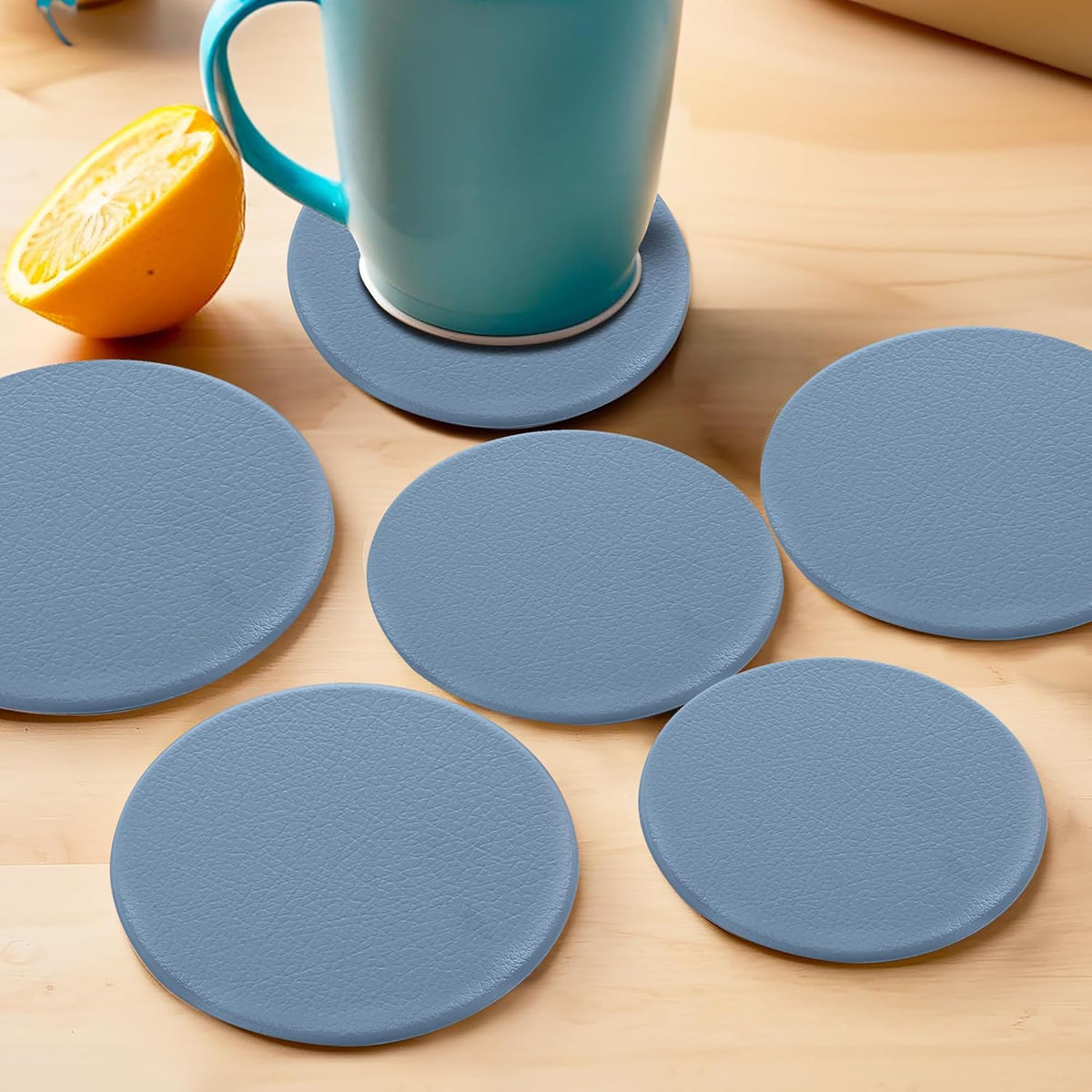 Kuber Industries 30 Pcs Anti-Skid Tea Coaster for Hot Pots | Round Tea Cup & Water Glass Cover Top Lid for Teapoy & Center Table - Blue