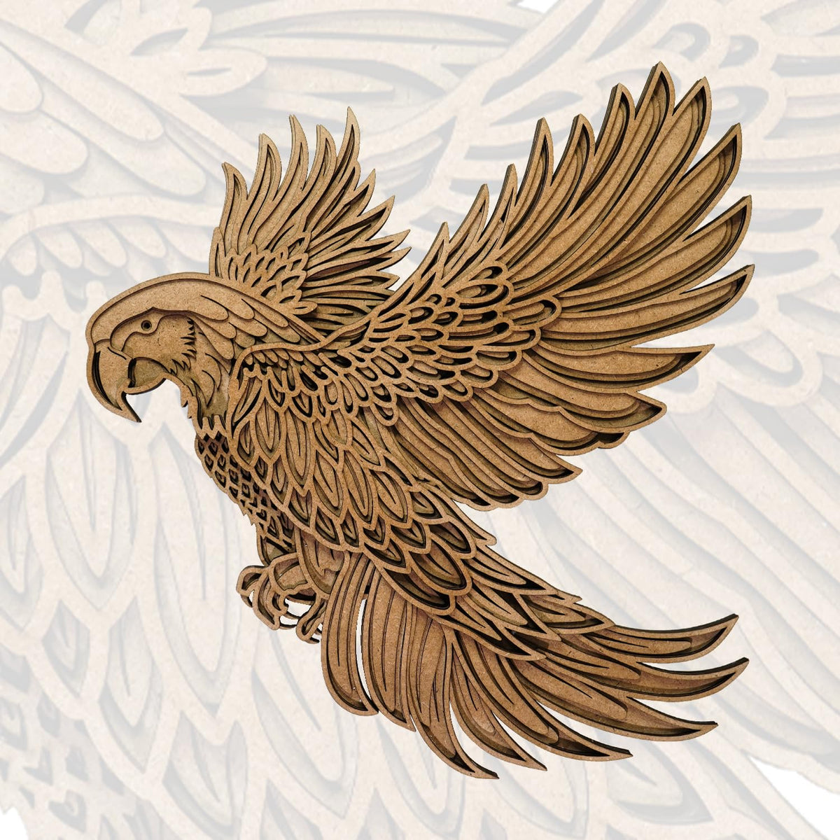 Ekhasa 3D Laser Cut Wooden Wall Art Eagle for Home & Wall Decor | Wooden Art for Wall Decoration | Wall Art Carved Showpieces for Bedroom, Dining, Drawing, Living Room, Staircase Walls or Lobby