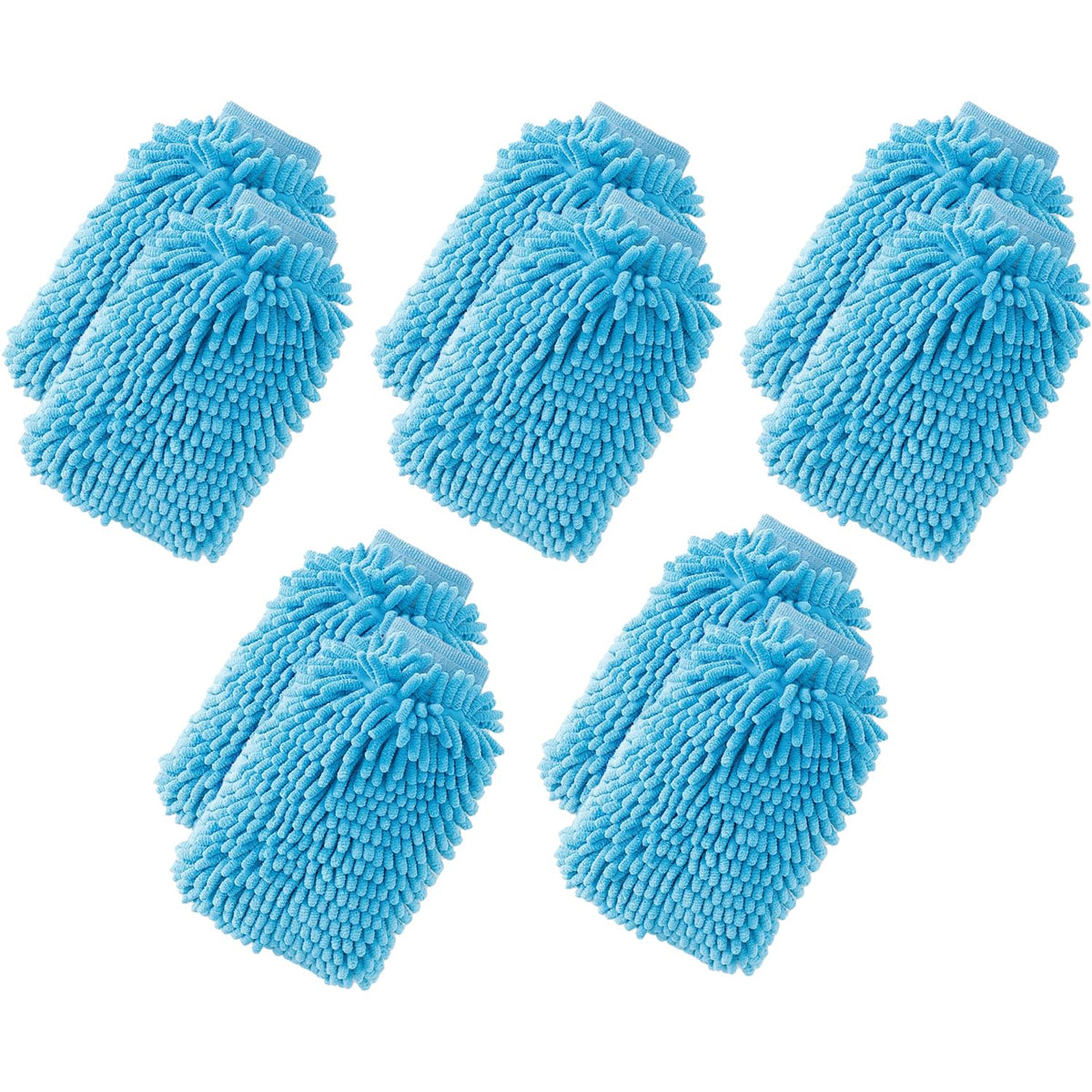 Kuber Industries Gloves | Microfiber Cleaning Gloves | Chenille Mitts for Kitchen | Hand Duster for Kitchen | Hand Gloves for Car | Double Sided Gloves | SHXNEFSST2 | Pack of 10 | Blue